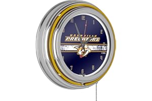 Trademark Global NHL Chrome Double Rung Neon Clock - Nashville Predators