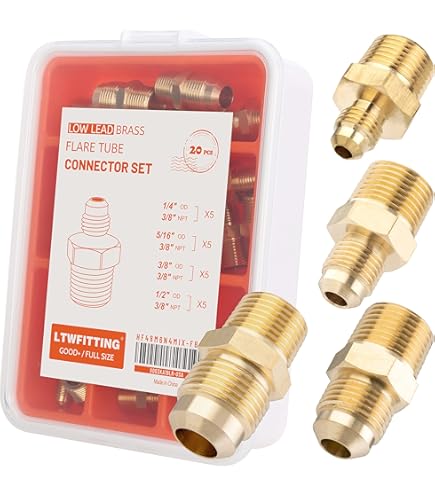 LTWFITTING Brass Flare Tube Fitting 3/8" Hose ID X 5/16" Female 45 Deg