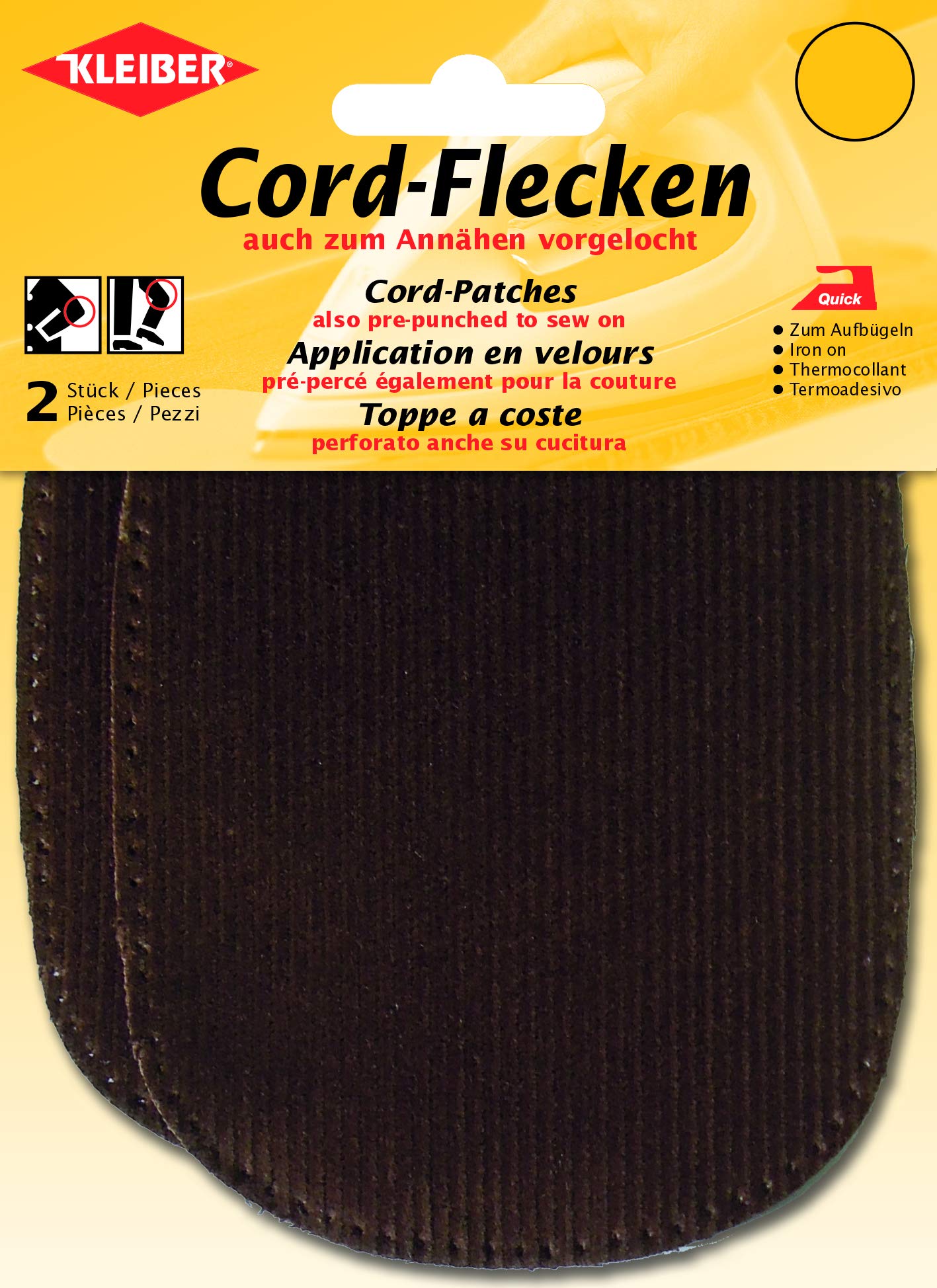 Kleiber Iron-on or sew on elbow and knee patches, Brown, 2 per pack