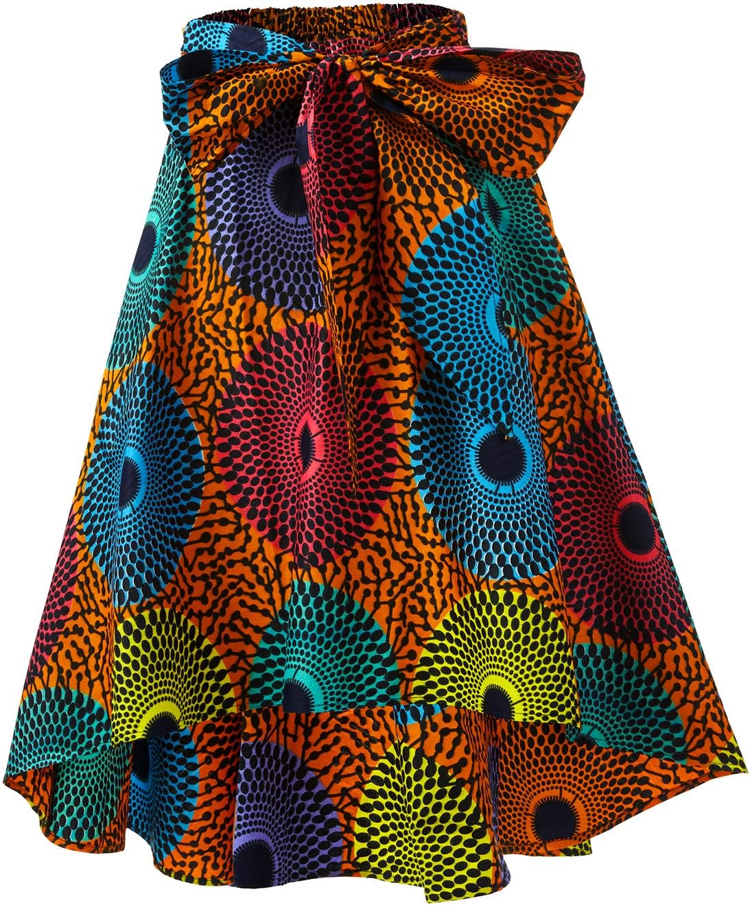 Shenbolen Women African Traditional Costume Flower Print Casual Dashiki Skirt