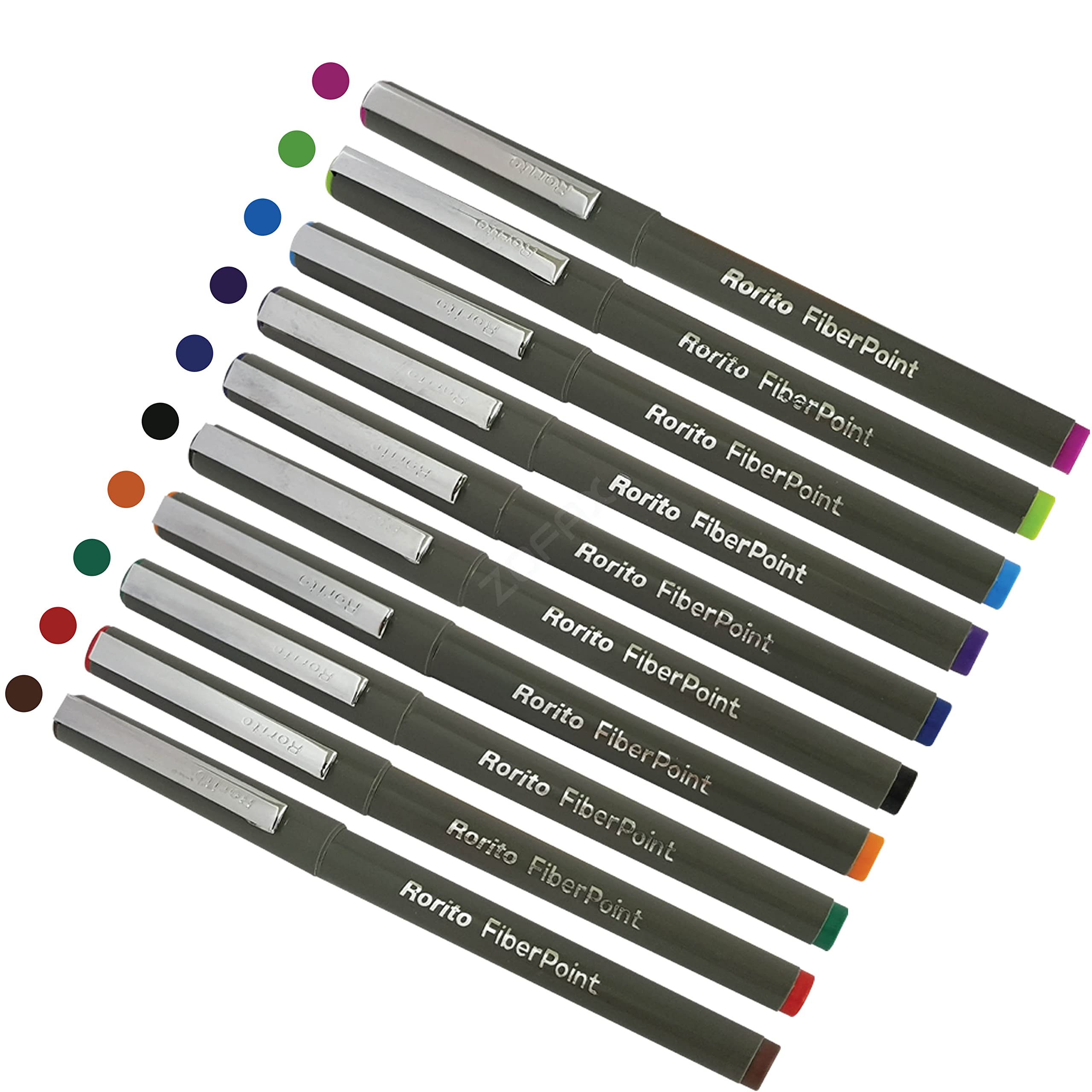FibrePoint Fineliner Pens, MULTICOLOUR, Extra Fine Tip (0.5mm), Pack of 10, Ideal for drawing colouring sketching doodling writing, iZOFAX
