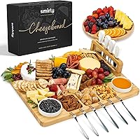 SMIRLY Charcuterie Boards Gift Set: Large Charcuterie Board Set, Bamboo Cheese Board Set - Unique Mothers Day Gifts for Mom -