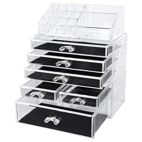 Kardashian Makeup Acrylic Lucite Clear Cube Organiser With Drawers