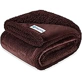 PetAmi Waterproof Dog Blanket for Medium Large XL Dog Puppy Cat Throw for Couch Cover Leakproof Protection, Sherpa Fleece, Reversible Soft Washable 80x60 Brown Brown