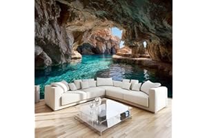 3D Cave Wall Murals Peel and Stick 79" x 55", Ocean Wallpaper, Removable Self-Adhesive Canvas Murals for Living Room Bedroom 
