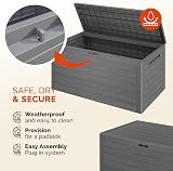 CASARIA 280L Waterproof Garden Storage Box Grey Plastic with Lid view 4