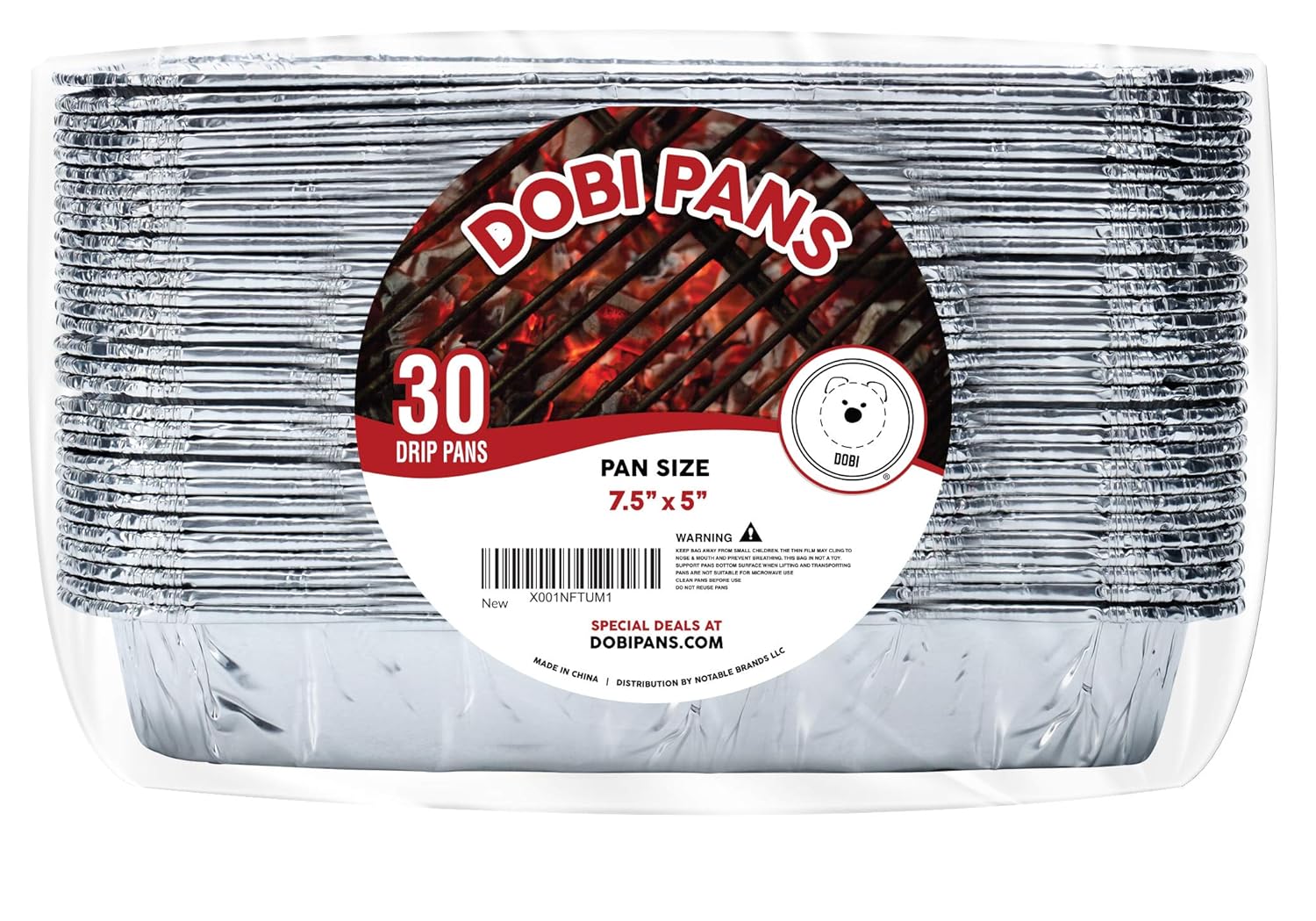 30 Pcs. Drip Pans Small 7.5" x 5" Aluminum Fits Weber Q, Spirit Gas