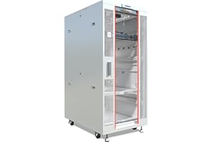 Server Rack 32U Network Rack Server Cabinet on Wheels Locking Electronic Equipment Rack With - LCD-Screen - 4 Fans - Thermo s