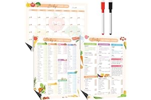 Pasimy 3 Pcs Baby's First Food Tracker Magnet Weaning Chart 11"x14" Baby Food Log Checklist Daily Meal Planner Journal with 2 Dry-Erase Markers 6 to 12 Months Newborn Fridge Recipes List Essentials