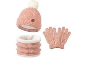 DS DADOU&XIAOSHAN Toddler Hat Scarf Glove Set 2t-4t Boy Girls Winter Beanie Hat Neck Warmer Mitten Kids Hats And Gloves Ages 4-8 Fleece Lined