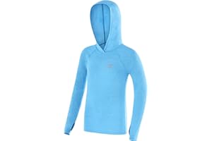 Roadbox Boys Rash Guard Hooded Shirt, Kids UPF 50+ Long Sleeve Hoodie, Youth UV Sun Protection Fishing Beach Shirts