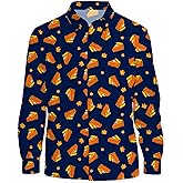 AOBUTE Mens Valentines Long Sleeve Shirts Mardi Gras Button Down Shirt