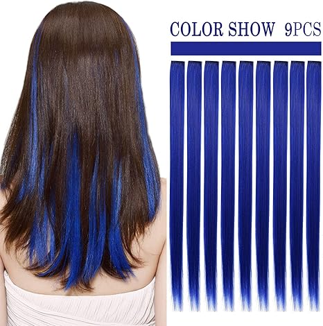 Rhyme 20 9pcs Princess Party Highlight Blue Hairpieces Colored
