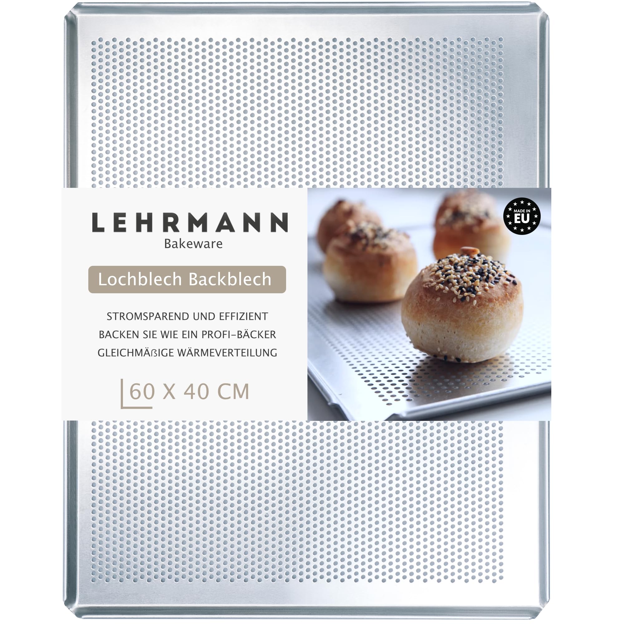 LEHRMANN Perforated Sheet 60 x 40 cm Baking Tray Plate Pastry Compartible/Replacement for MIWE WISHEU