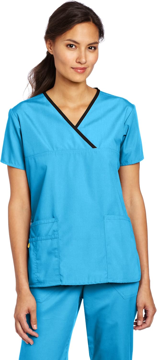 WonderWink Women's Scrubs Charlie 5 Pocket Y-Neck Wrap Top: Medical Scrubs Shirts: Clothing