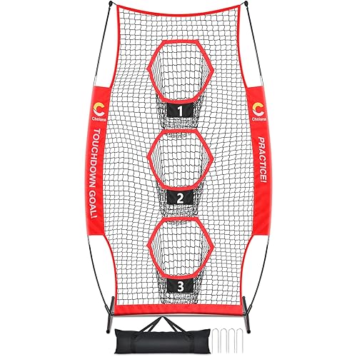 thumbnail image 2 of Football Target Toss Net - 7x5 Ft With 3 Pocket Targets, Portable, For QB Accuracy Training 2 of 10