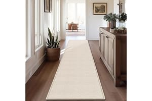 GOYLSER 10 ft Washable Runner Rug Jute Carpet Runner for Hallway, Non Slip Bath Rug Runner Mat, Beige Indoor Runner Rugs for Entryway