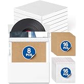 13.2" x 13.2" x 1.3" Corrugated Cardboard Vinyl Record Mailers,8 Pcs | With 16pcs Bubble Bags, With 16pcs Corrugated Dividers, Self-Adhesive, Easy Fold, Can Hold 16 albums