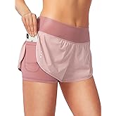 Soothfeel Women's Running Shorts with Zipper Pocket 2 in 1 High Wasited Workout Athletic Gym Yoga Spandex Shorts for Women