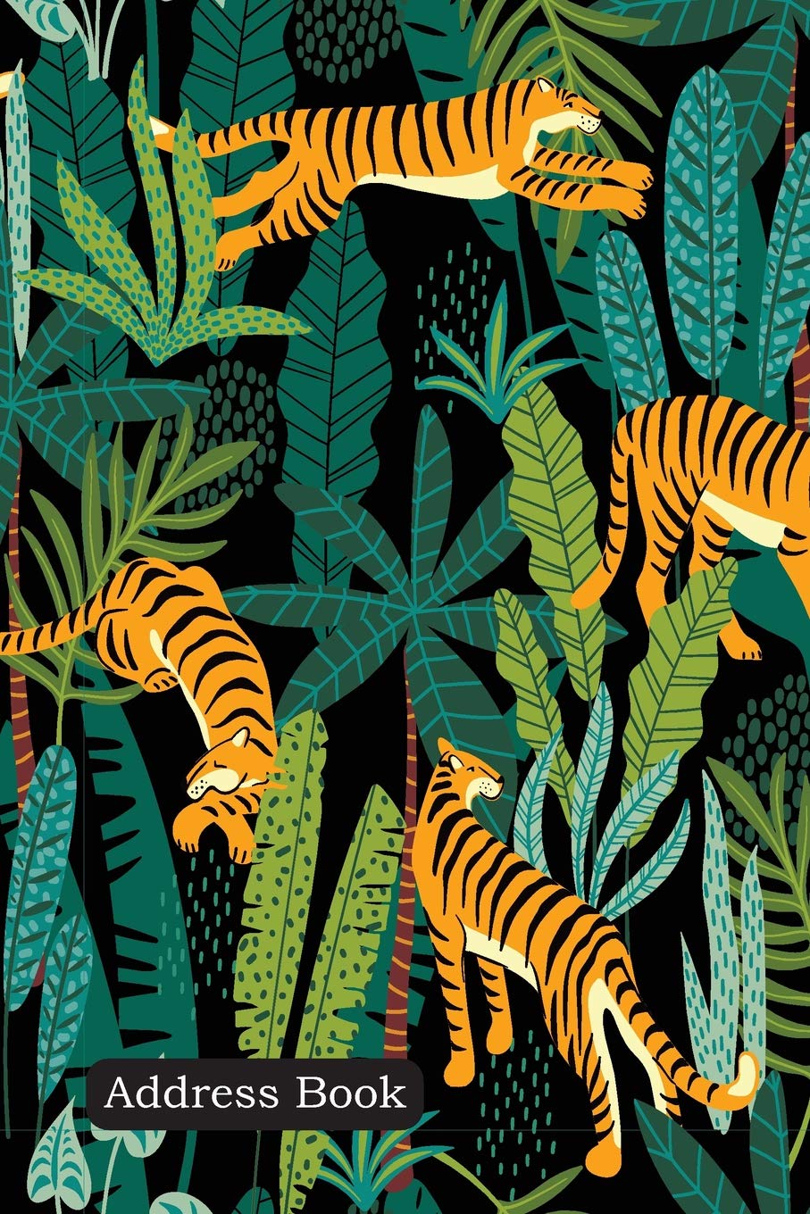 Address Book: Include Alphabetical Index With exotic pattern with tigers in the jungle cover