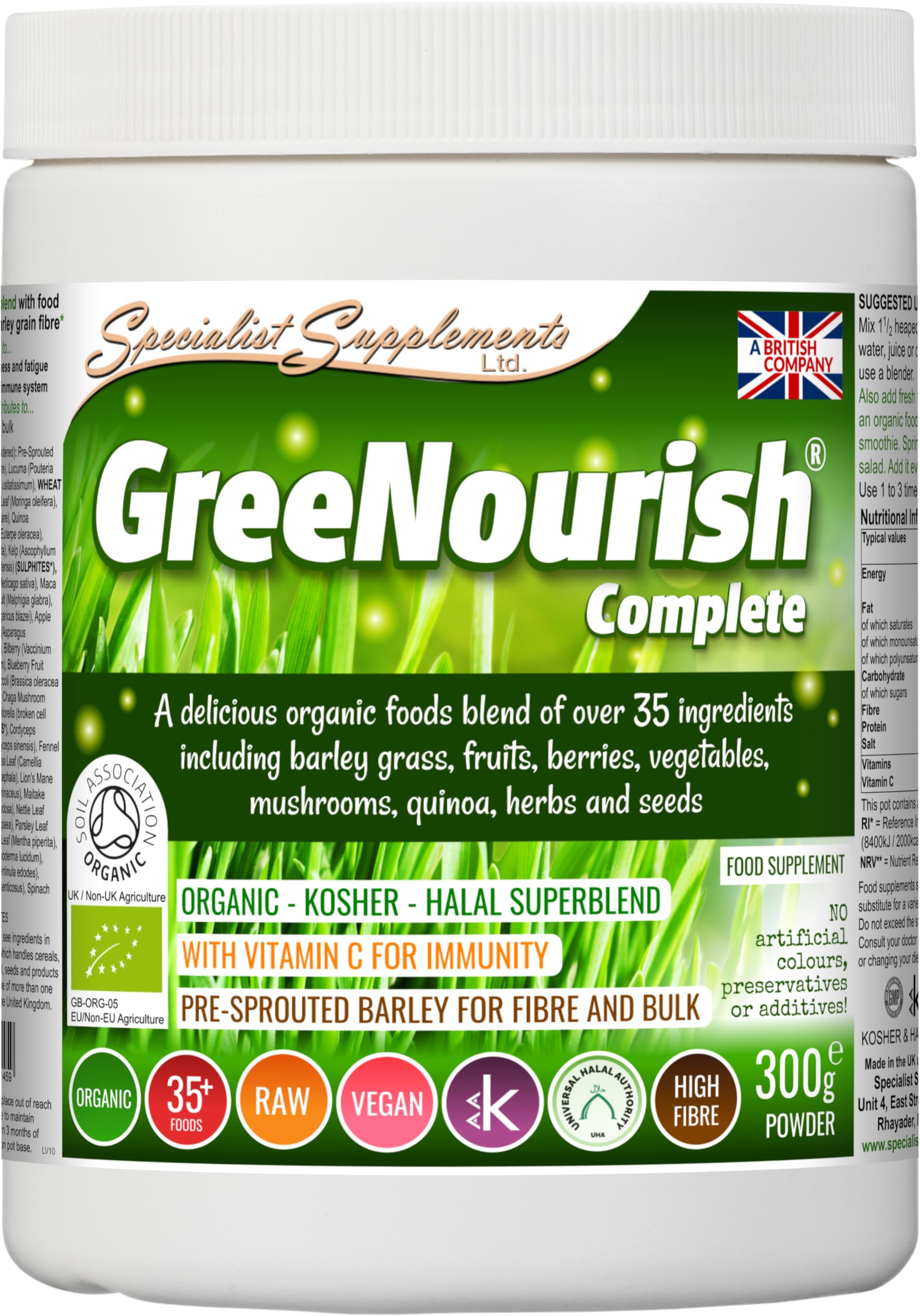 Specialist Supplements GreeNourish Complete (Organic), 300g