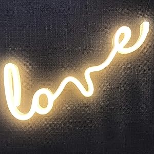 Love Neon Signs for Bedroom, Led Signs Neon Lights for Wall Decor, USB/Battery Neon Sign Light Up Signs for Kids Room, Wedding Party, Christmas, Home Decor (Warm White)