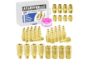 Ailbiuko Air Coupler & Plug Kit,45 Pcs 1/4" NPT Air Tool Fittings Set,Quick Connect Air Hose Fittings Air Compressor Accessories