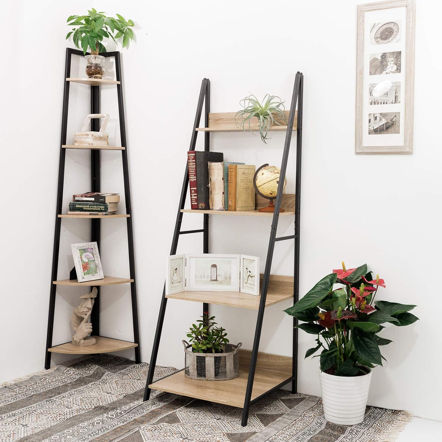 C Hopetree Ladder Shelf Bookcase A Frame Plant Stand Storage Metal Frame Amazon De Kuche Haushalt