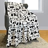 YISUMEI Black and White Panda Blanket, Sitting Lying Down The Little Panda Changes Various Positions, Indoor and Outdoor Use, 60"x80"