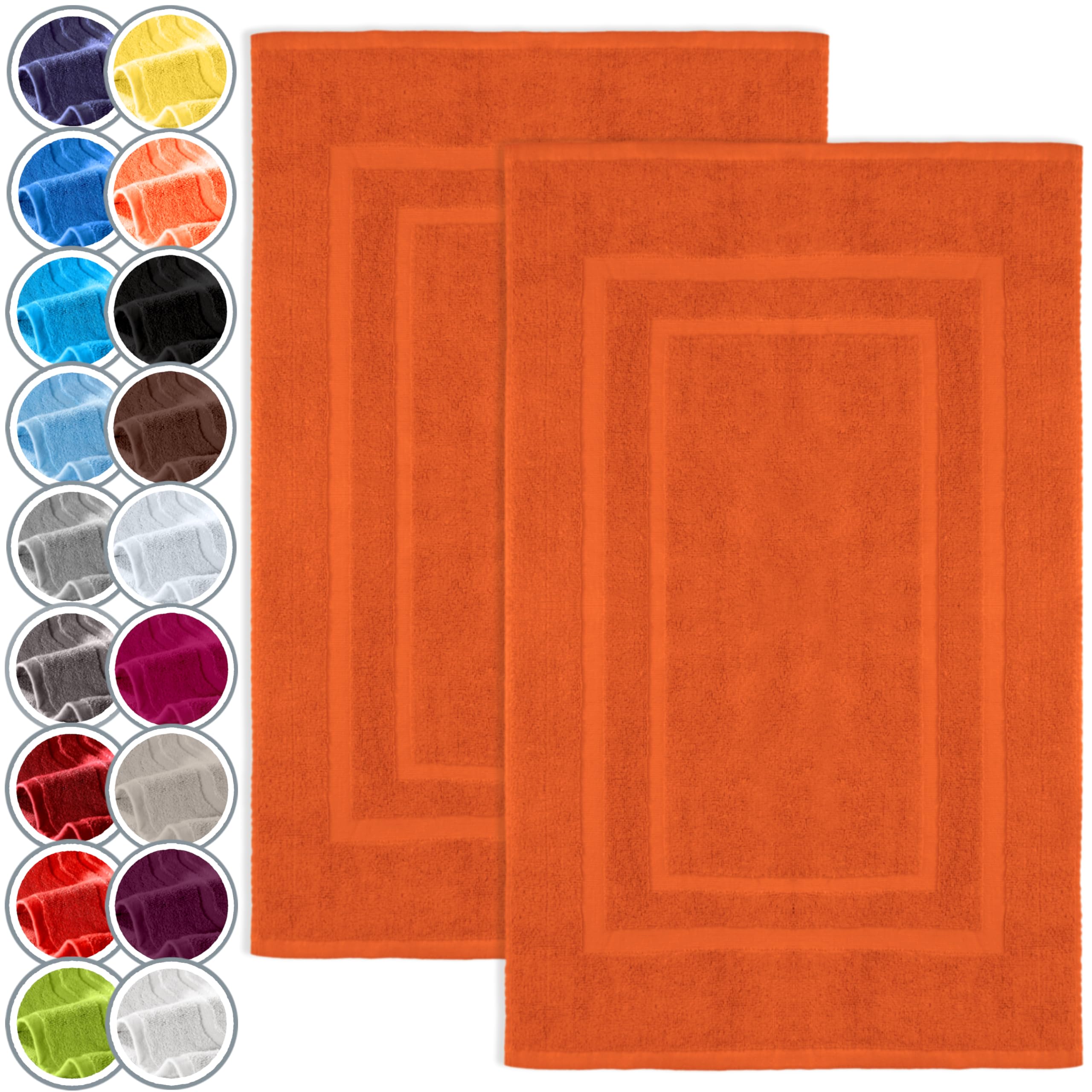 NatureMark Pack of 2 Terry Towelling Bath Mats, 50 x 80 cm, 100% Cotton, Terracotta