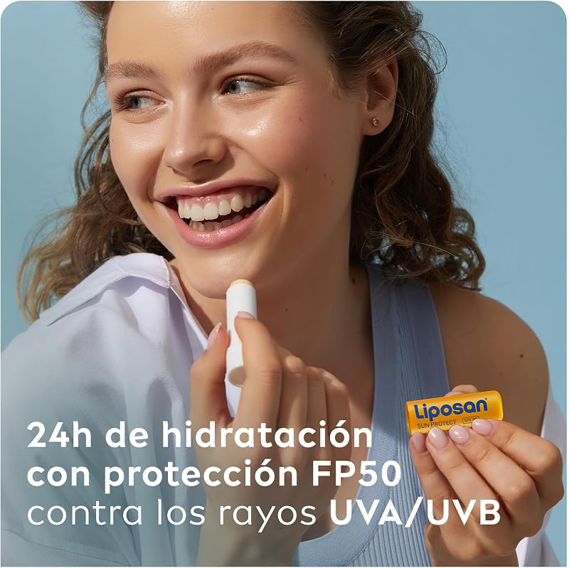 Sun Protect SPF 50 (1 x 4,8 g), cacau labial com hidratação durante 24 horas, bálsamo labial com proteção solar, bálsamo hidratante para lábios macios