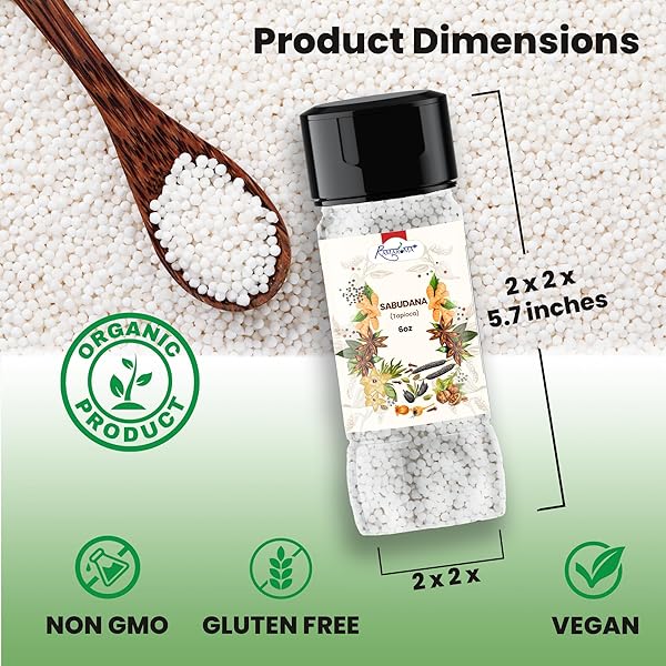 SABUDANA, TAPIOCA, SAGO PEARLS 5.99OZ/0.37LB (170GM) | ALL NATURAL | VEGAN | NO COLORS | NON-GMO