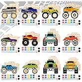 JellyArch 24 Pcs Unfinished Wood Monster Truck Cutouts Crafts Truck Party Favors Vehicles to Paint Wooden Car Magnets Ornaments DIY Tags Gift for Car Party Decoration Craft Project