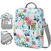 Dadanism 9-11 Inch Tablet Sleeve Bag Carrying Case with Shoulder Strap for iPad (A16) 11", iPad 10th Gen 10.9" Air 5/4, i-Pad Air/Pro 11", i-Pad 9/8/7th 10.2", Galaxy Tab A9+ Plus 11",Grass+Flower