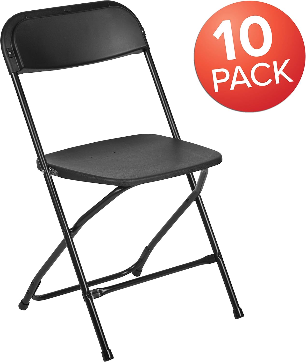 Flash Furniture Hercules Series Plastic Folding Chair - Black - 10 Pack 650LB Weight Capacity Comfortable Event Chair-Lightweight Folding Chair: Furniture & Decor