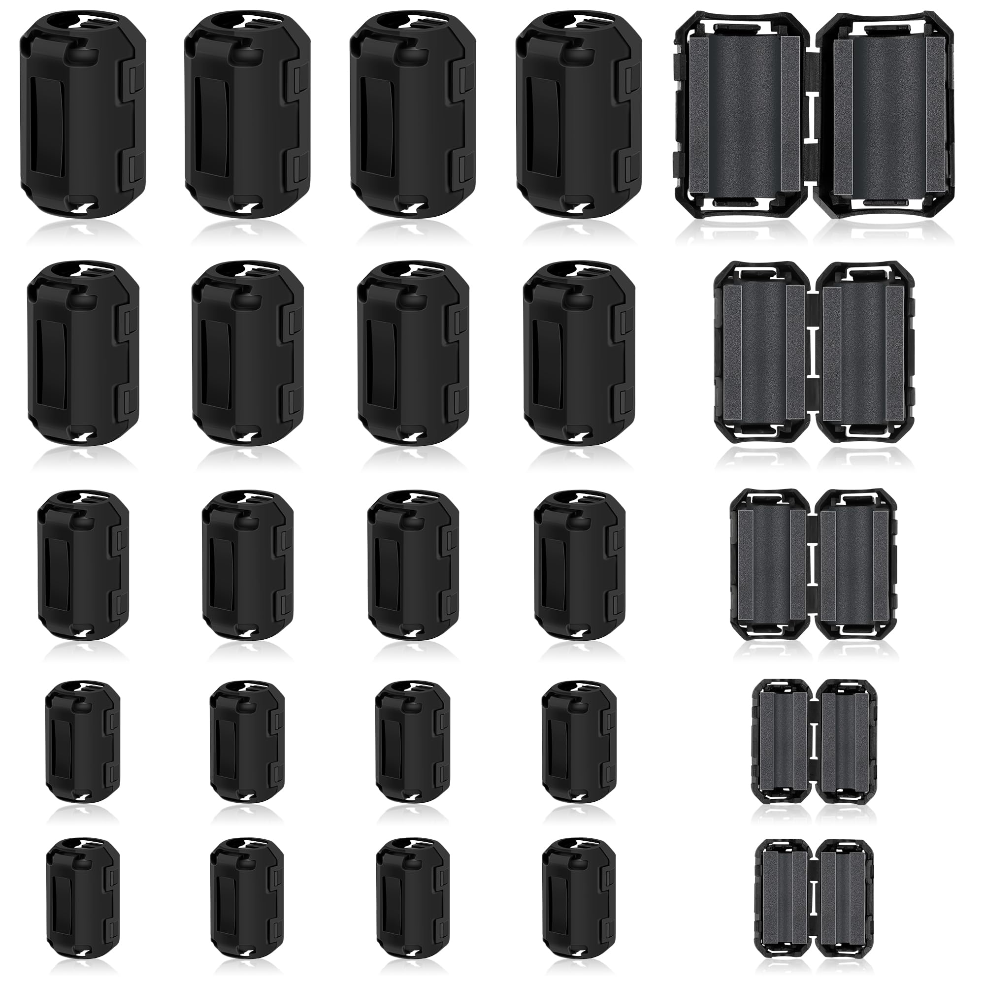 Photo 1 of Windspeed 25Pcs Ferrite Chokes Ferrite Beads Snap on RFI EMI Noise Suppressor Cable Clip for 3.5mm 5mm 7mm 9mm 13mm Diameter Cable