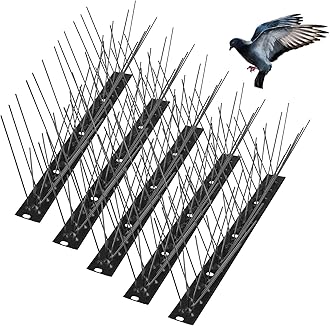 REMIAWY Bird Spikes for Pigeons Small Birds Cat, Assembled 15 Feet Installed Anti Bird Spikes Stainless Steel Bird Deterrent Spikes 14 Strips