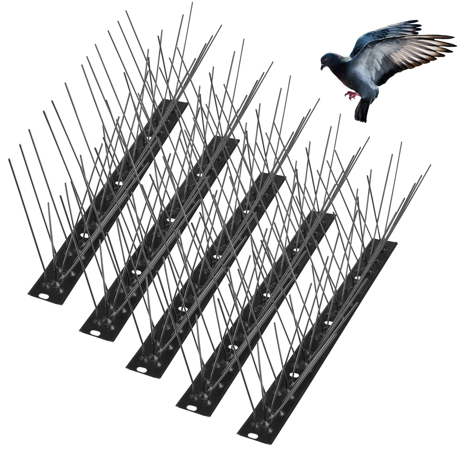 REMIAWY Bird Spikes for Pigeons Small Birds Cat, Assembled 15 Feet Installed Anti Bird Spikes Stainless Steel Bird Deterrent Spikes 14 Strips