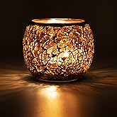 Scented Candle Holder Mosaic Glass Tea Light Holder,Handmade Romantic Glass Tealight Candle Holder for Aromatherapy,Party Déc