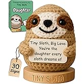 Gifts for Daughter - Tiny Crochet Sloth Doll with 30 Encouraging Messages - Emotional Support for Teenage Girl or Adult Step Bonus Daughter Stepdaughter - Christmas or Birthday Gift from Mom and Dad