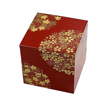 Amazon 重箱 花丸春秋 3段 15cm 古代朱 便利な 保冷バッグ 無料特典