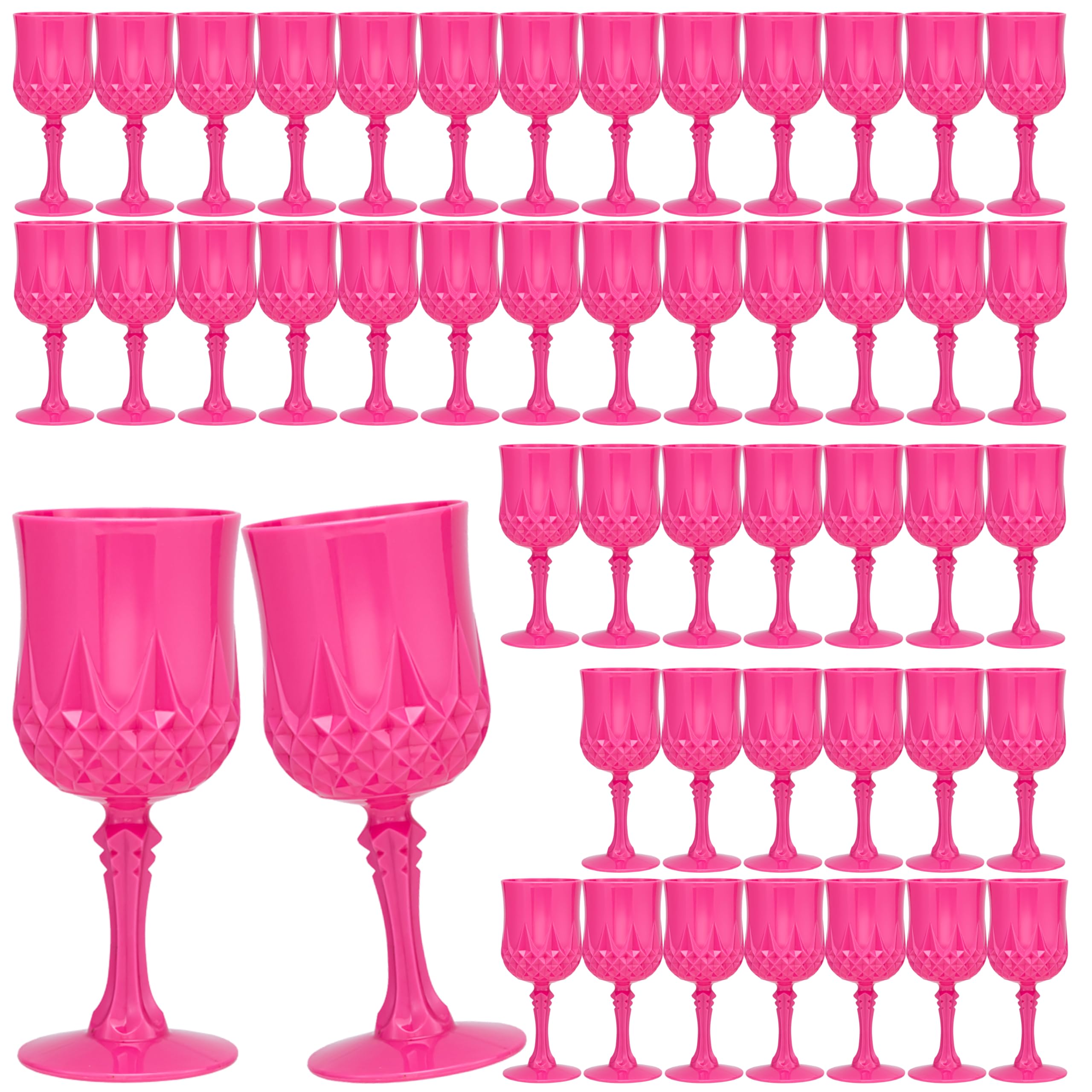 Photo 1 of Plastic Vintage Wine Glasses 7OZ Plastic Goblets Vintage Drinking Glasses 48PCS Retro Wedding Glassware Water Goblets Reusable Drinking Cups for Party,Reception,Celebration,Bar,Whiskey(Rose Pink)