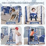 INMOZATA 4-in-1 Kids Slide Swing Basketball Hoop Playset Toddler Climber Indoor view 3