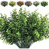 RECUTMS 8 Bundles Artificial Eucalyptus Artificial Grasses Fake Greenery Boxwood Stems Fake Plants and Greenery Springs for Farmhouse,Home,Garden,Office,Patio,Wedding and Indoor Outdoor(Eucalyptus)