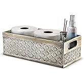 Creative Scents Dublin Silver Bathroom Decor Box Toilet Paper Holder Storage Basket - Decorative Toilet Tank Topper Bathroom Storage Organizer - Bathroom Sink Organizer Countertop Container