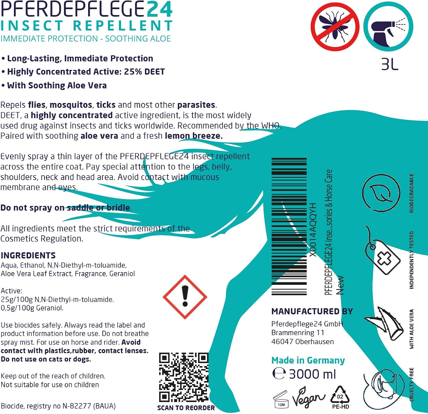 PFERDEPFLEGE24 Horse Fly Spray with DEET, Long-Lasting, Highly Concentrated Fly Repellent for Horses against Mosquitoes Ticks - Image 4