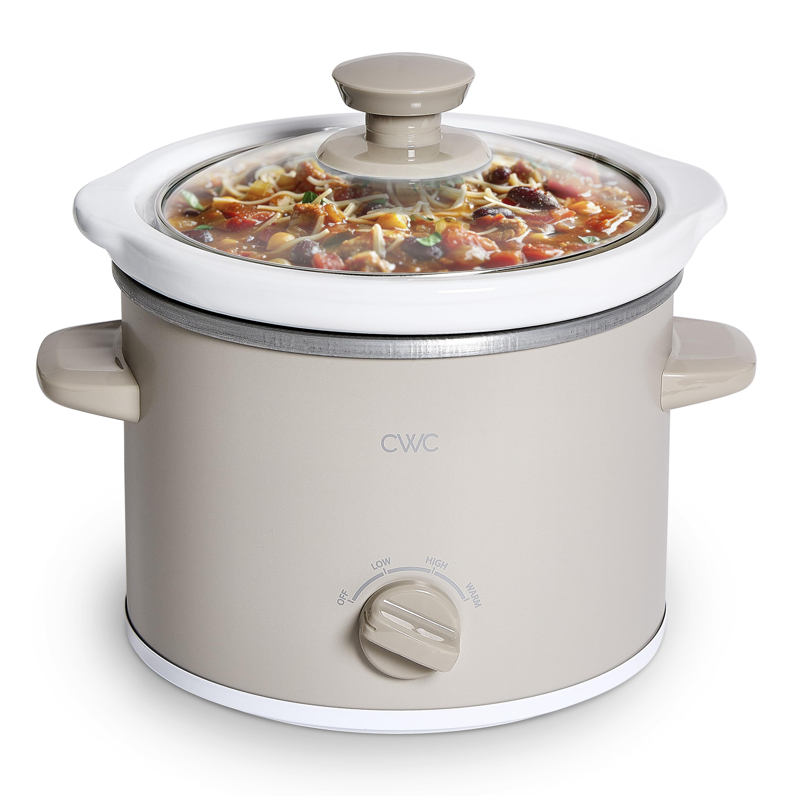 Photo 1 of COOK WITH COLOR 2QT Mini Electric Round Slow Cooker - Adjustable Settings, Removable Stoneware Pot, Tempered Glass Lid, Dishwasher Safe, Cool-Touch Side Handles, Sand