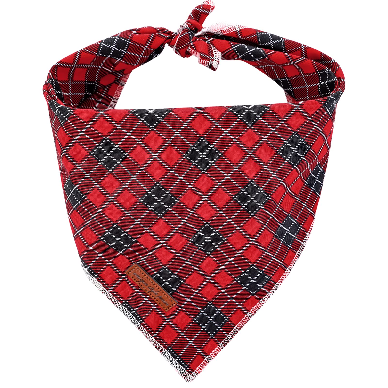 Unique style paws Christmas Dog Bandanas 1PC Washable Bibs Scarf, Pet Dog Kerchief, Cotton Triangle Dog Scarfs for Small Medium Large Girl or Boy Dogs -Red-L