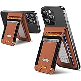For Magsafe Wallet Stand, Magnetic Wallet for iPhone 17/16/15/14/13/12 Series, for iPhone Walletwith Adjustable Stand, ID Window, 4 Card Slots, 10 Cards Holder, Vegan Leather, RFID Blocking, Brown