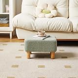 YMYNY Footstool Rectangle Pouf Ottoman with Wooden Legs 40x29x25CM Green view 4